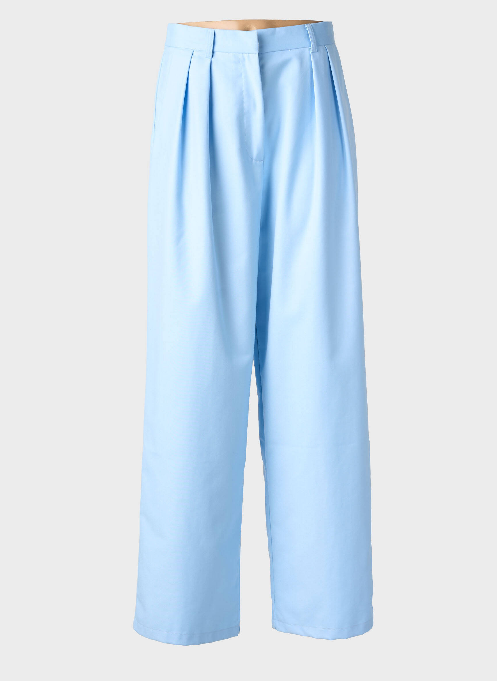 Pantalon larg țesătură poplin talie înaltă albastru GARCONNE femeie