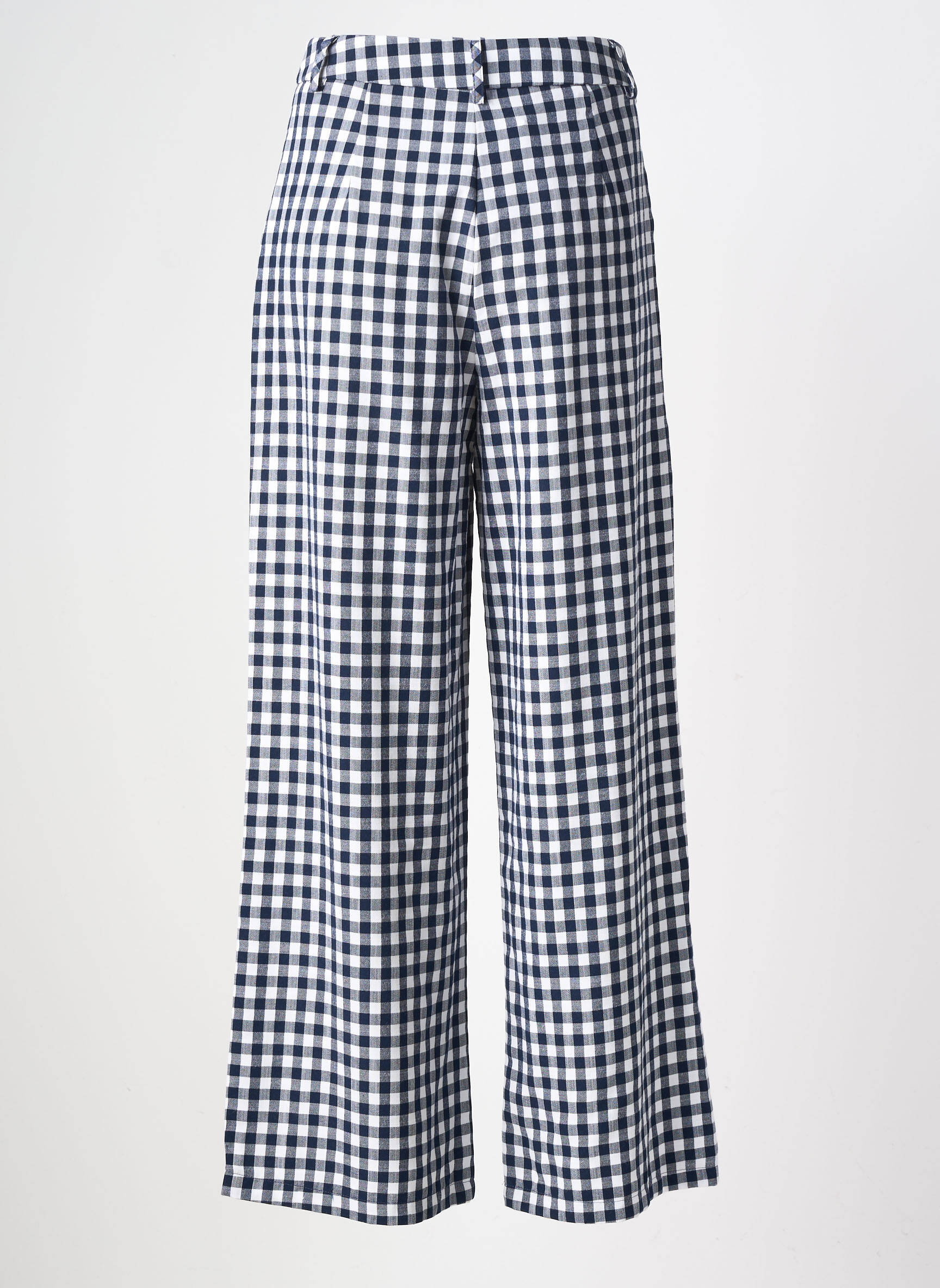 Pantalon larg țesătură poplin talie înaltă albastru FEELHOO femeie