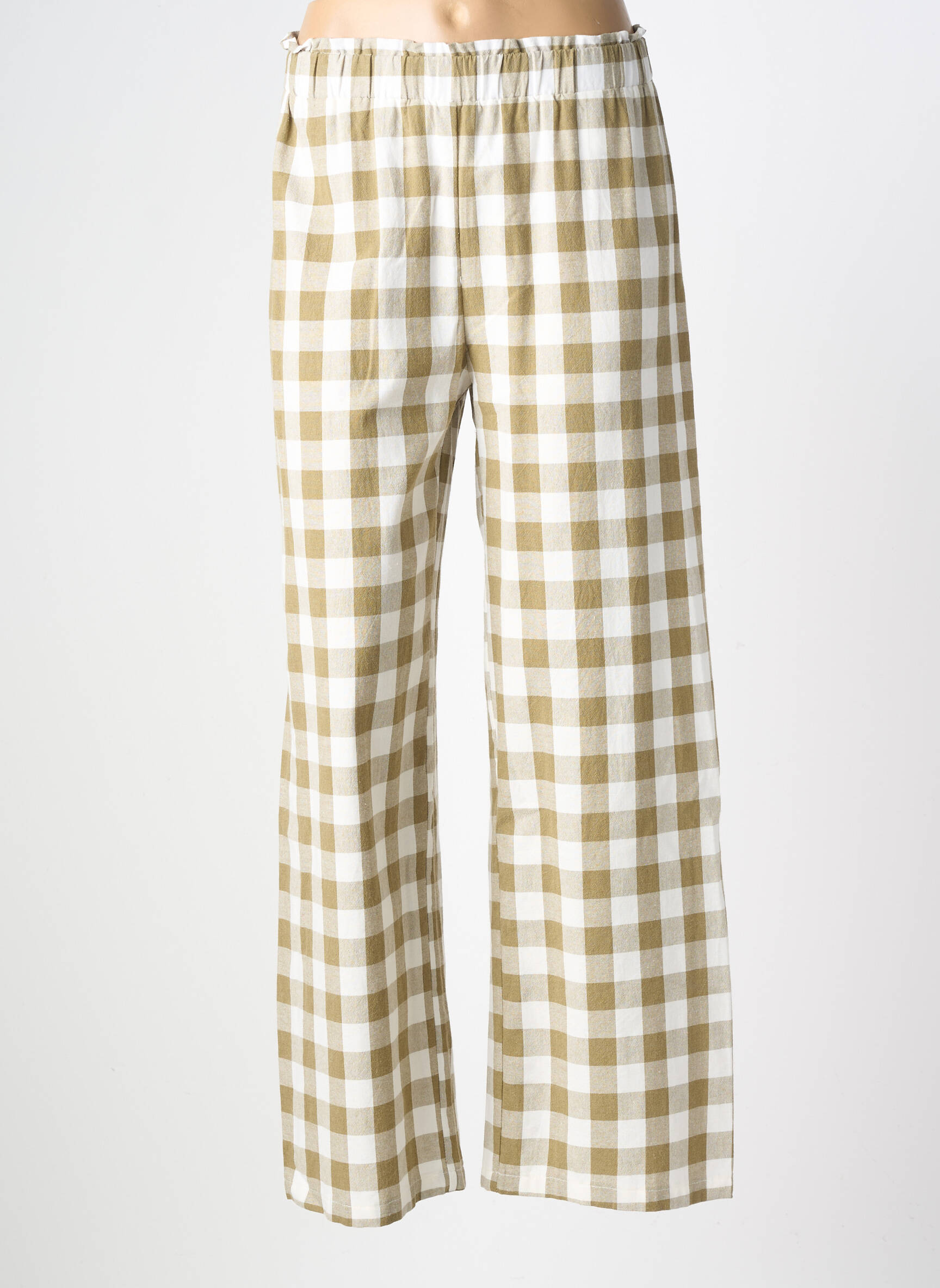 Pantalon larg țesătură crep mărime normală verde MUSY MUSE femeie