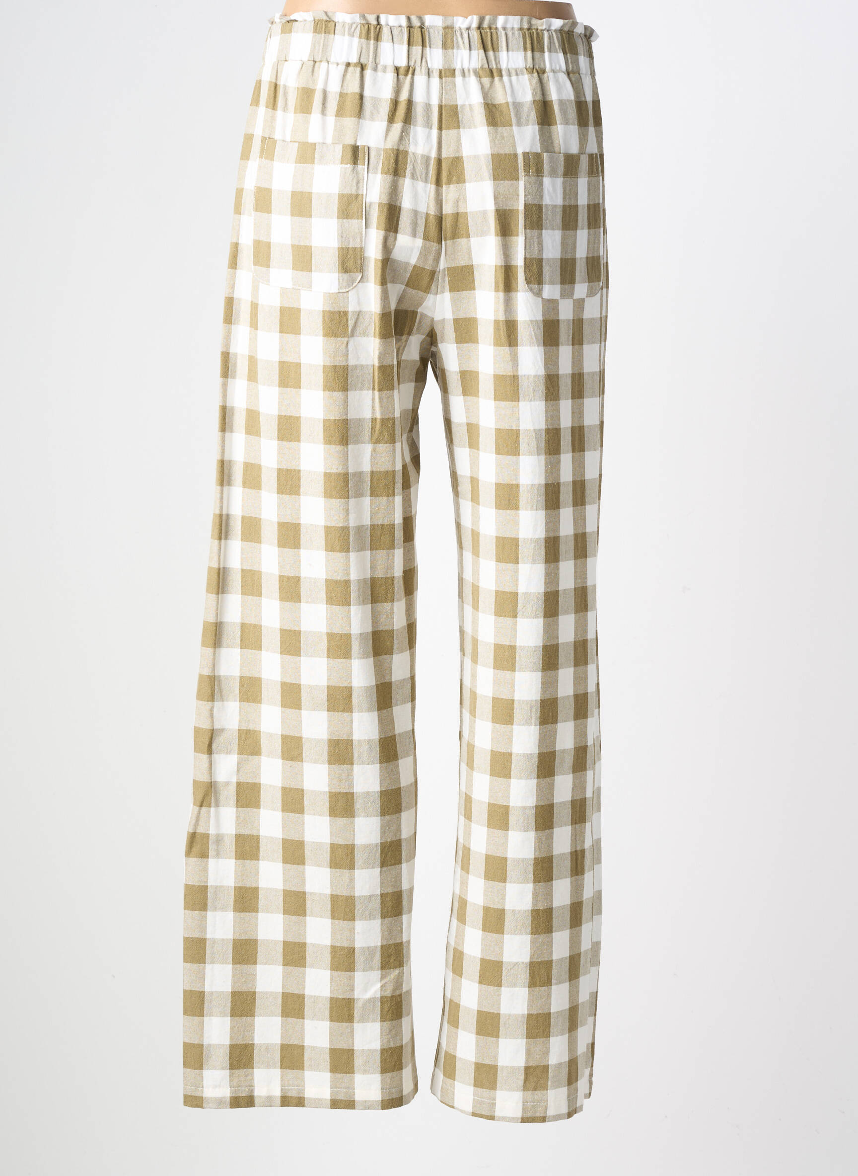 Pantalon larg țesătură crep mărime normală verde MUSY MUSE femeie