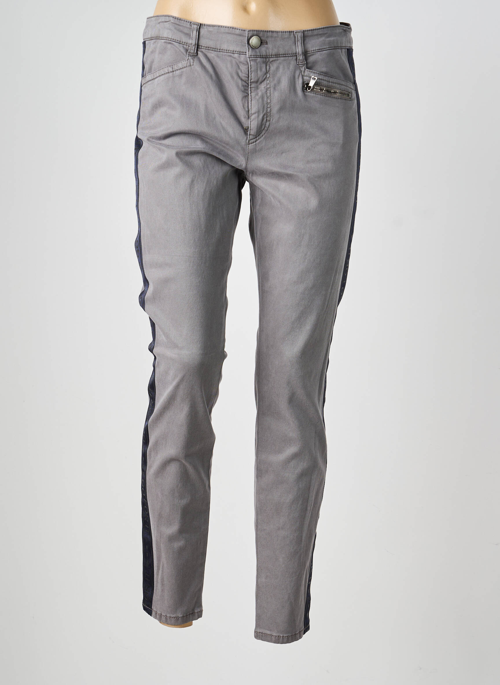 Pantalon slim țesătură poplin mărime normală gri MARC CAIN femeie