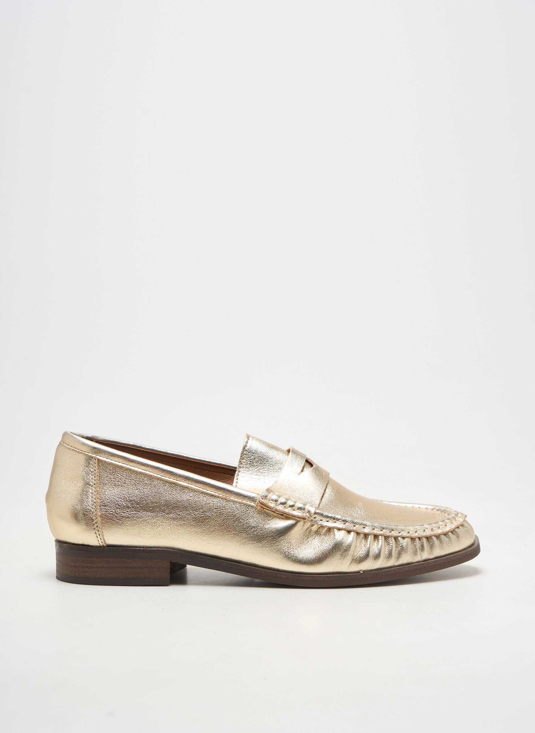 Mocasini material neted toc plat până la 3 cm auriu BELLUCCI femeie