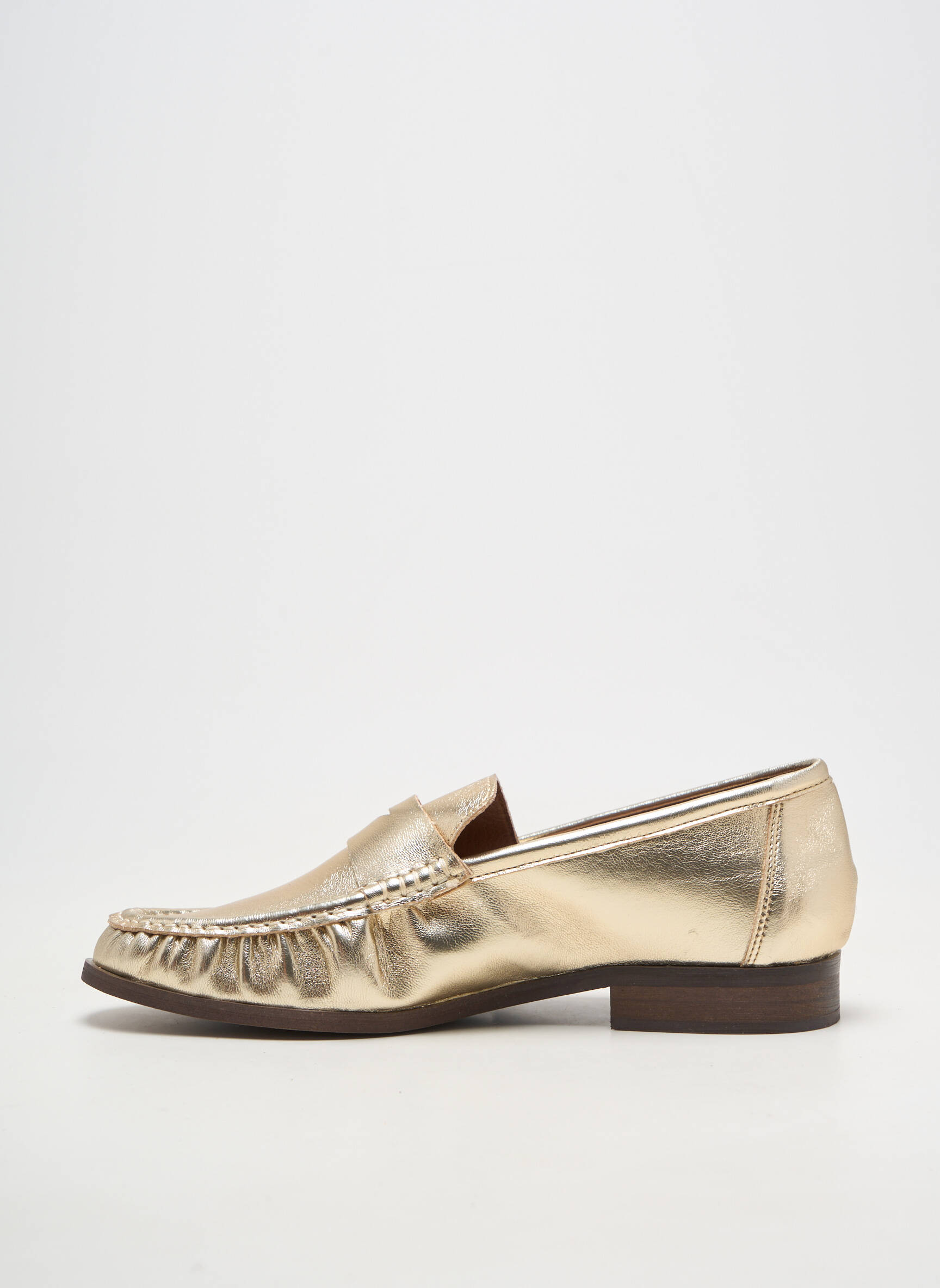 Mocasini material neted toc plat până la 3 cm auriu BELLUCCI femeie