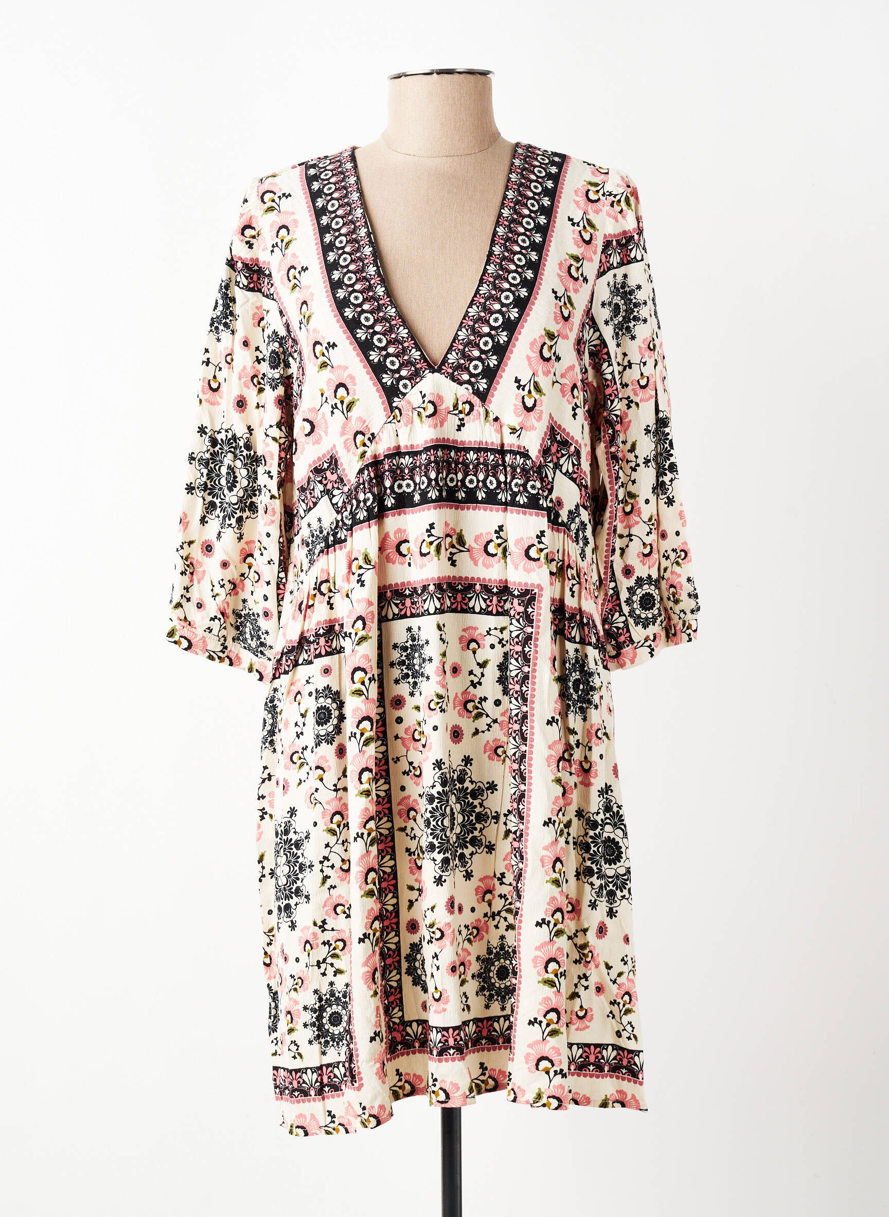 Rochie scurtă mâneci 3/4 mâneci 3/4 bej GRACE & MILA femeie