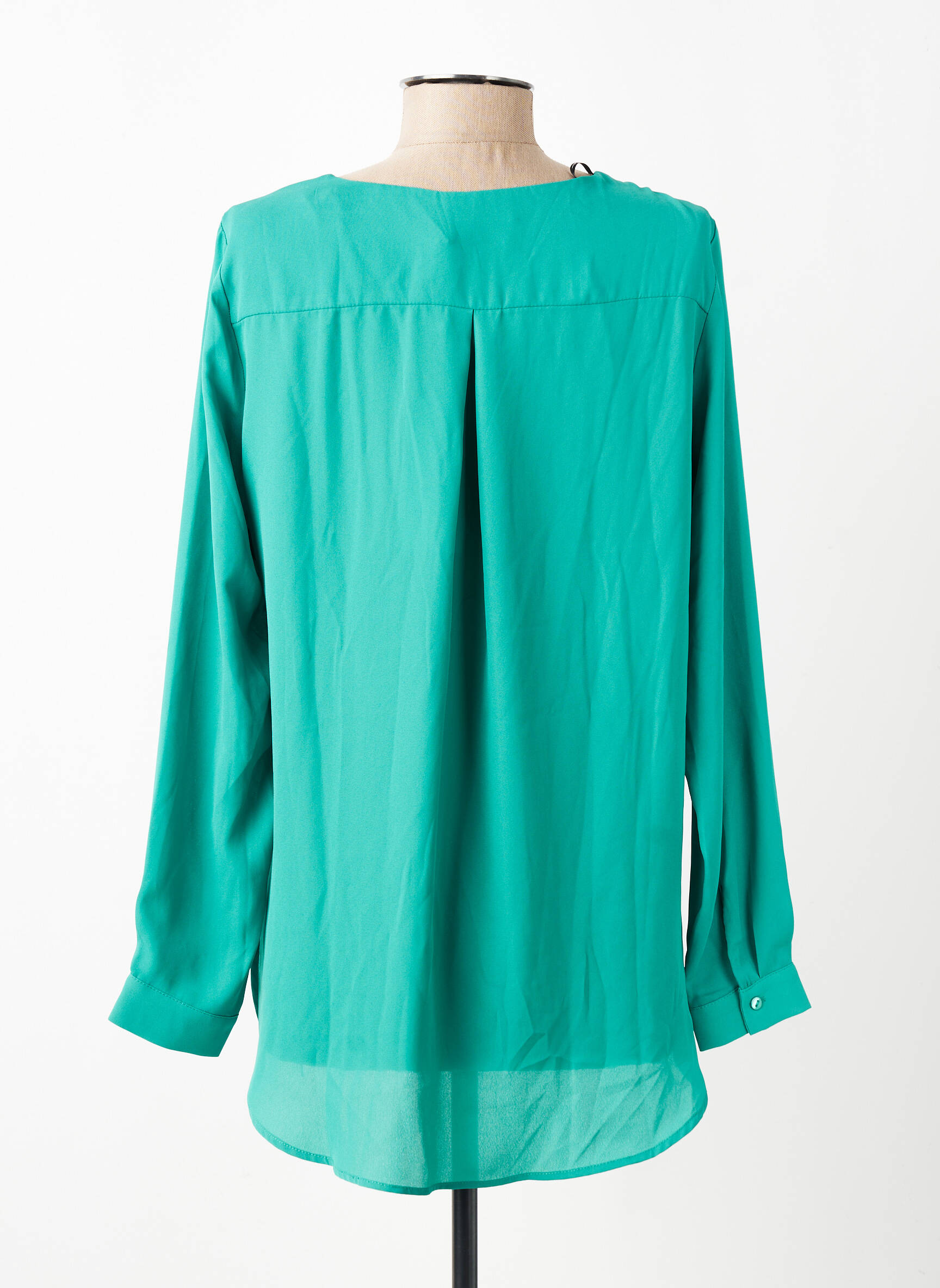 Cămașă țesătură crep mâneci lungi verde VILA femeie