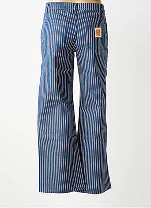 Pantalon larg închidere cu fermoar sub clapetă cu nasturi mărime normală albastru THINKING MU femeie