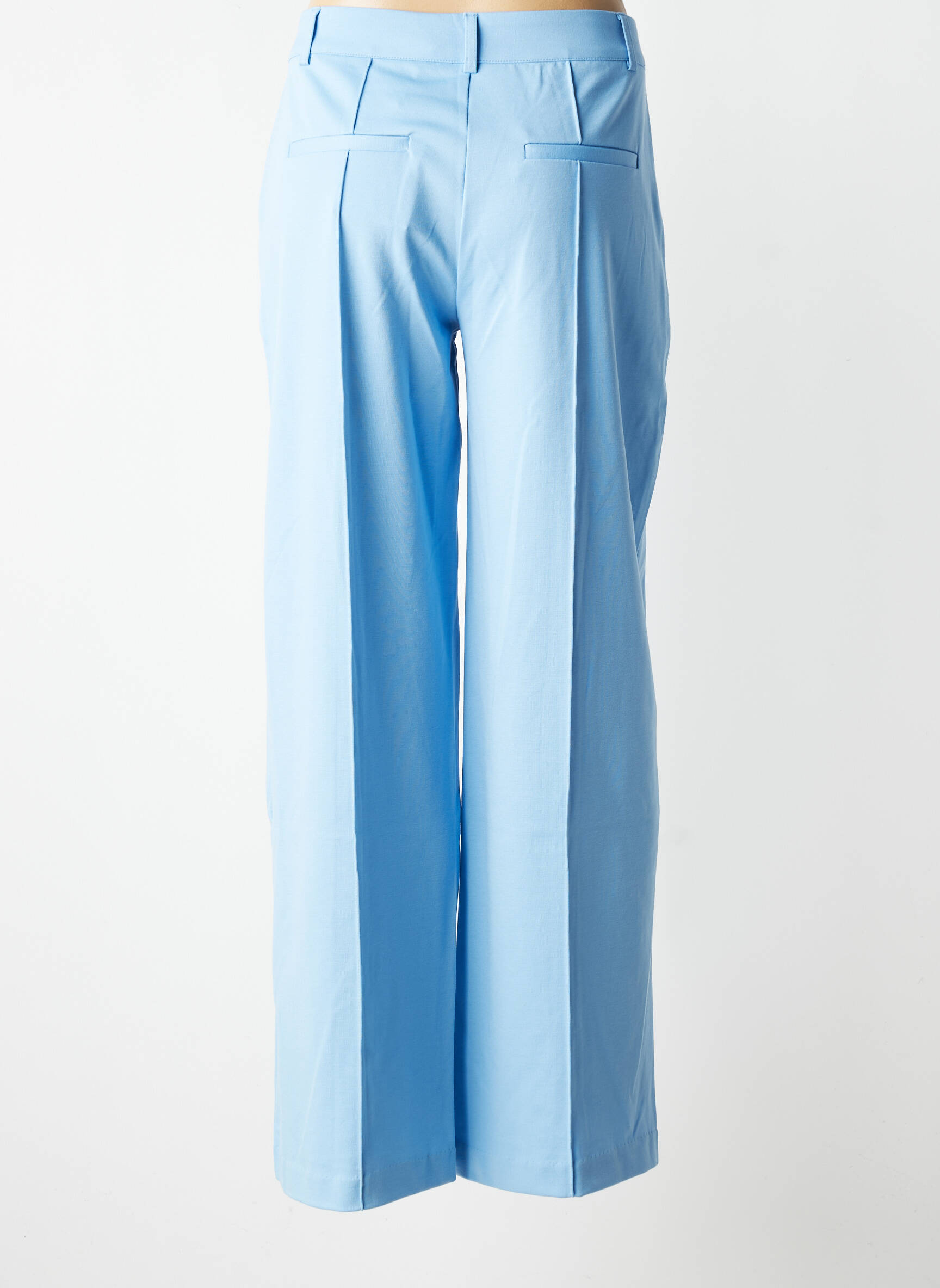 Pantalon larg țesătură poplin mărime normală albastru ICHI femeie
