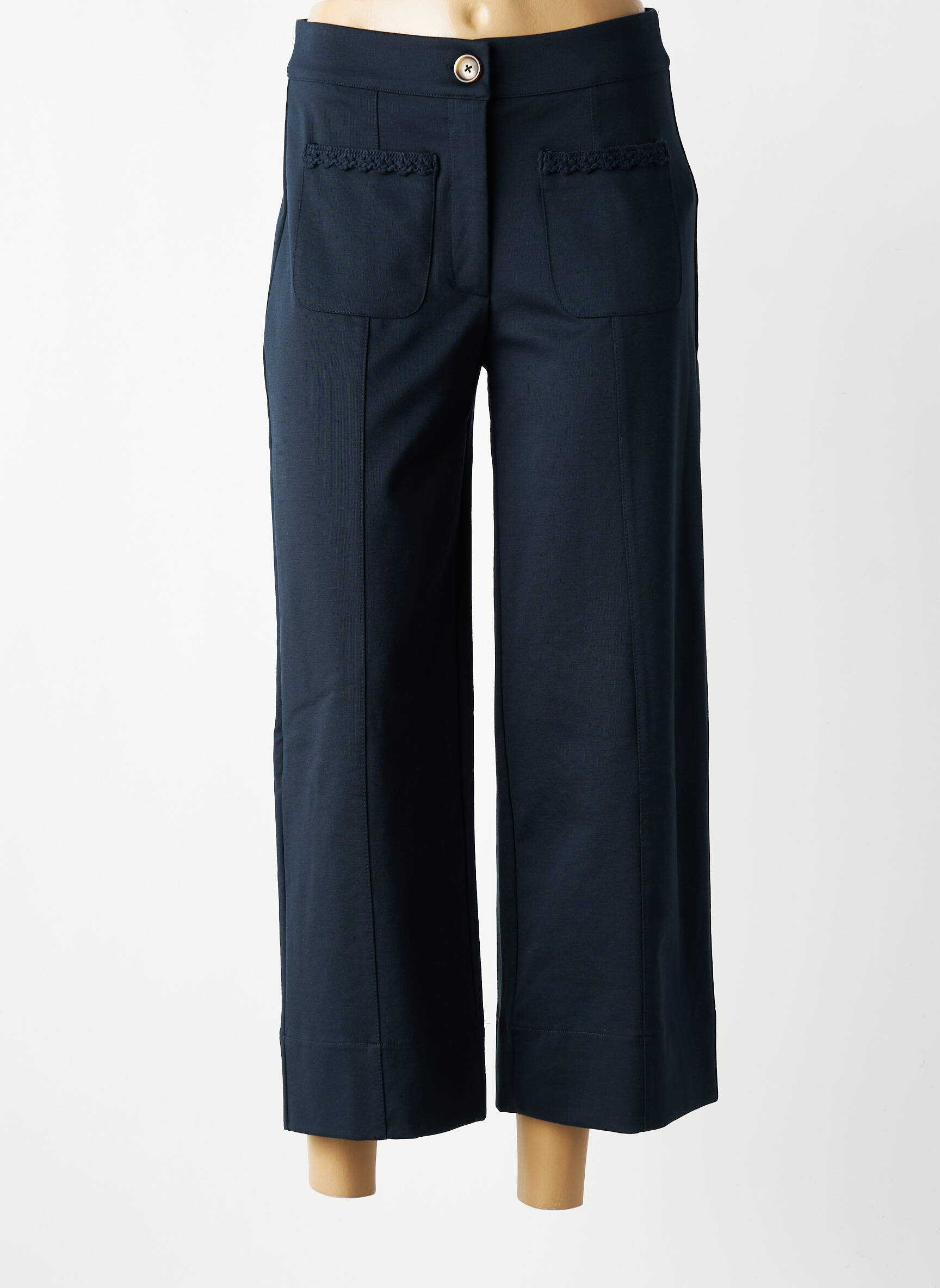 Pantalon 7/8 elasticitate mărime normală albastru ICHI femeie