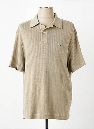 Pulover guler polo mâneci scurte bej TOMMY HILFIGER bărbat