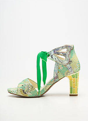 Sandale/pantofi decupați material neted toc de 7 la 9 cm verde LAURA VITA femeie