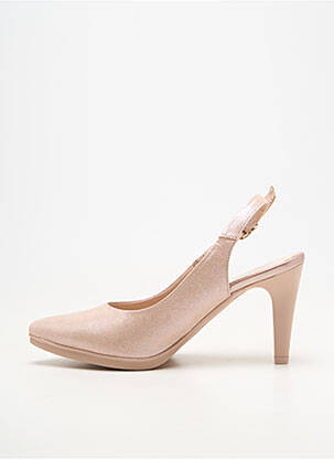 Pantofi cu toc material neted toc de 7 la 9 cm bej KARSTON femeie