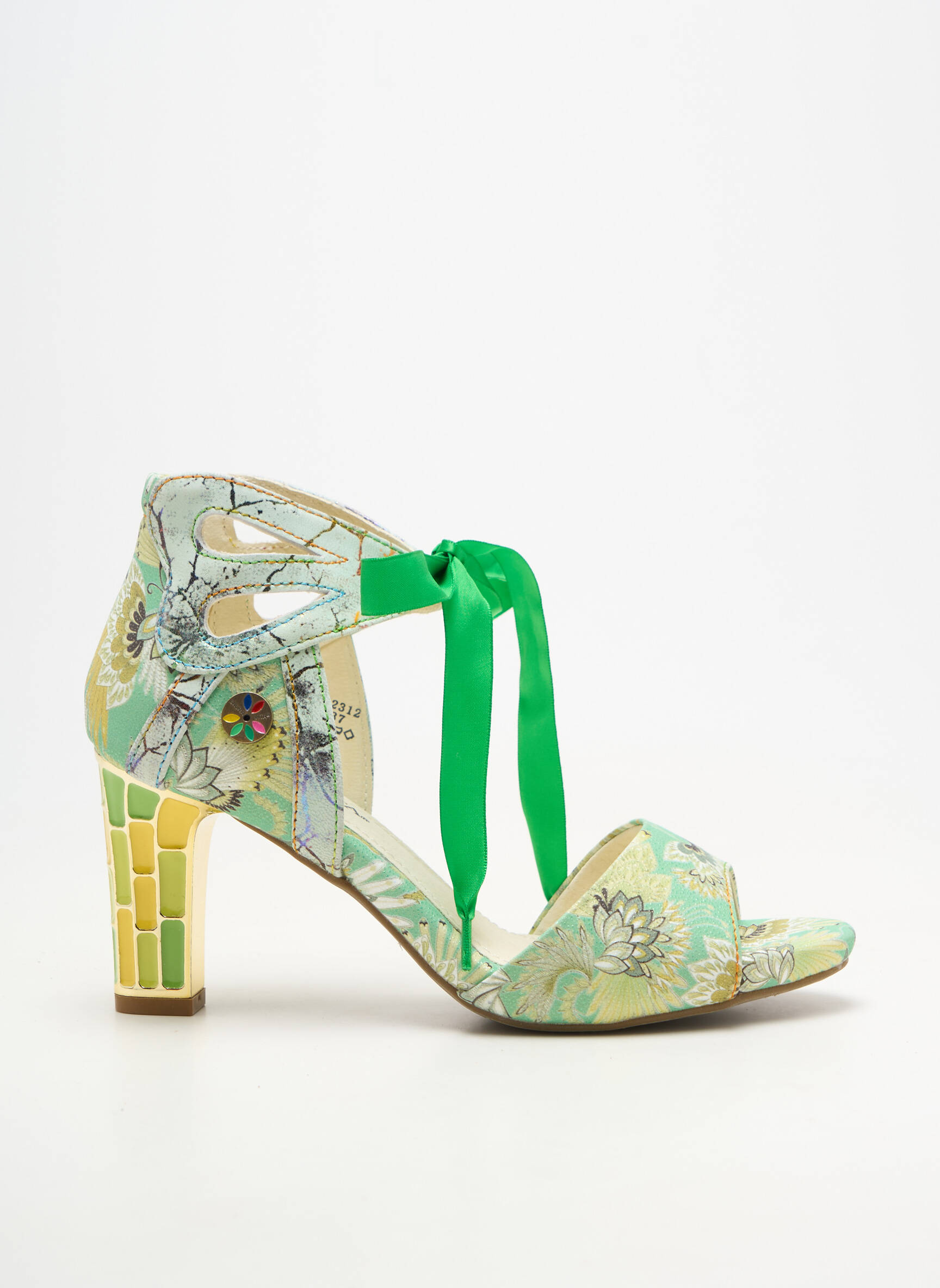 Sandale/pantofi decupați material neted toc de 7 la 9 cm verde LAURA VITA femeie