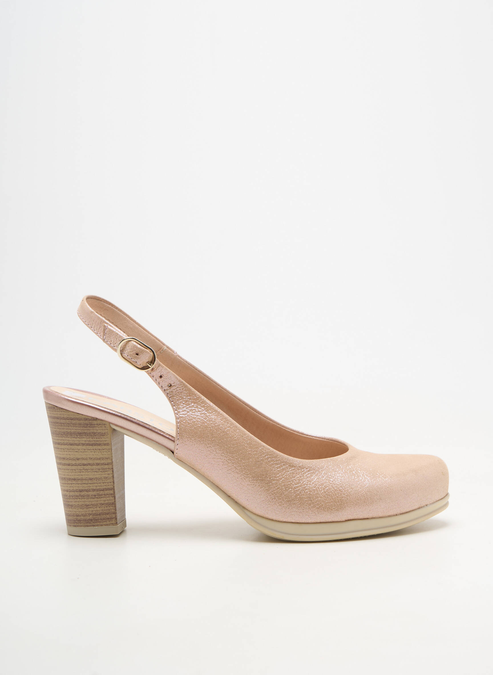 Pantofi cu toc material neted toc de 7 la 9 cm bej KARSTON femeie