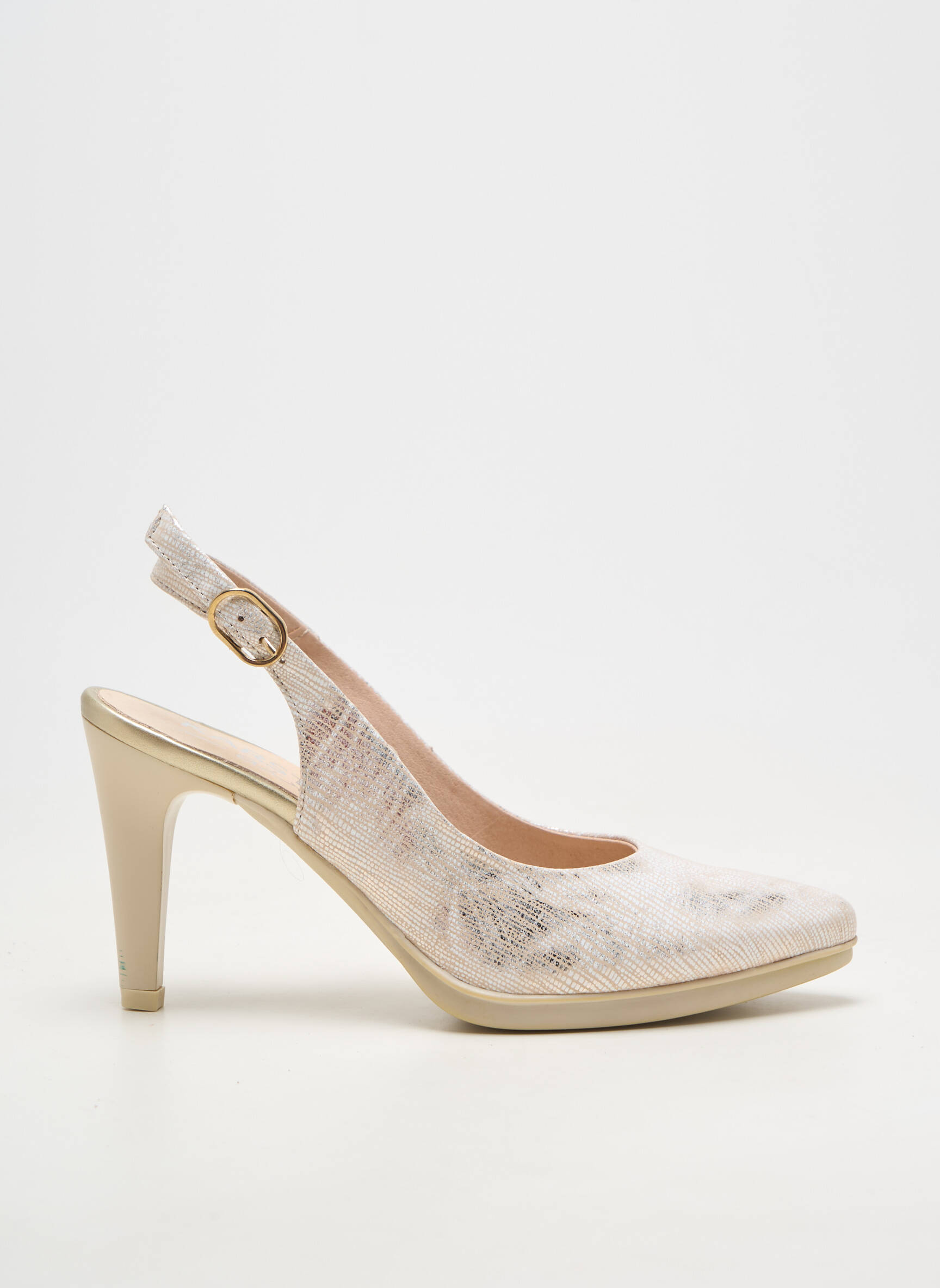 Pantofi cu toc material neted toc de 7 la 9 cm bej KARSTON femeie