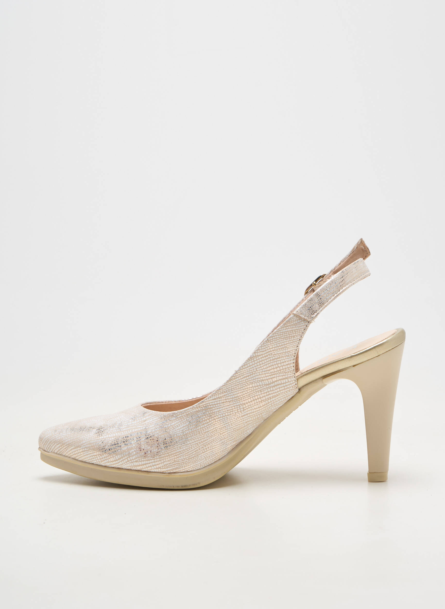 Pantofi cu toc material neted toc de 7 la 9 cm bej KARSTON femeie