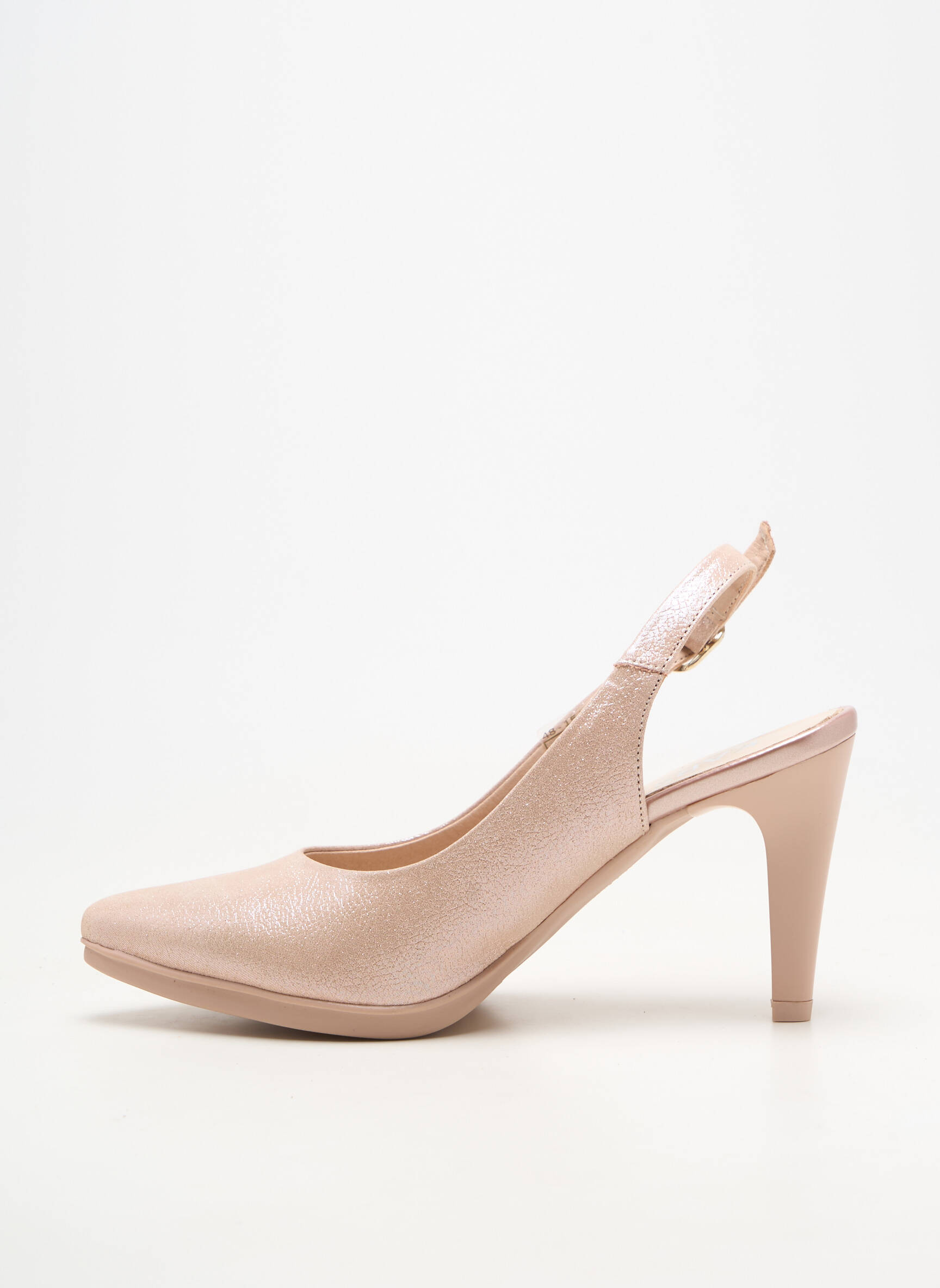 Pantofi cu toc material neted toc de 7 la 9 cm bej KARSTON femeie