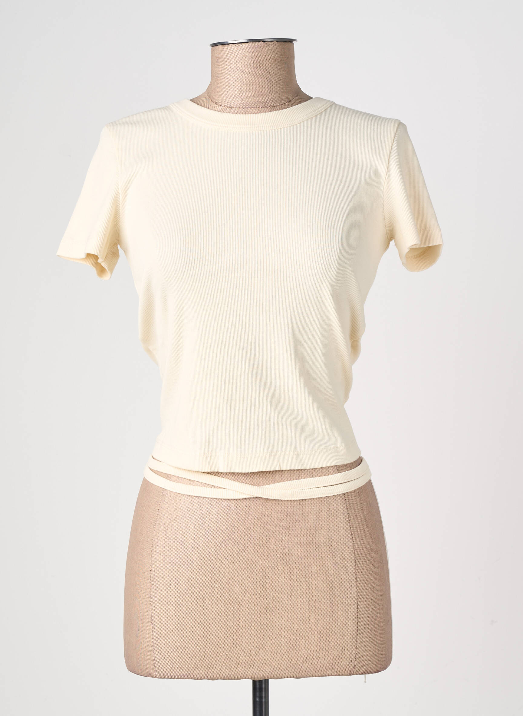 Tricou elasticitate mâneci scurte bej THINKING MU femeie