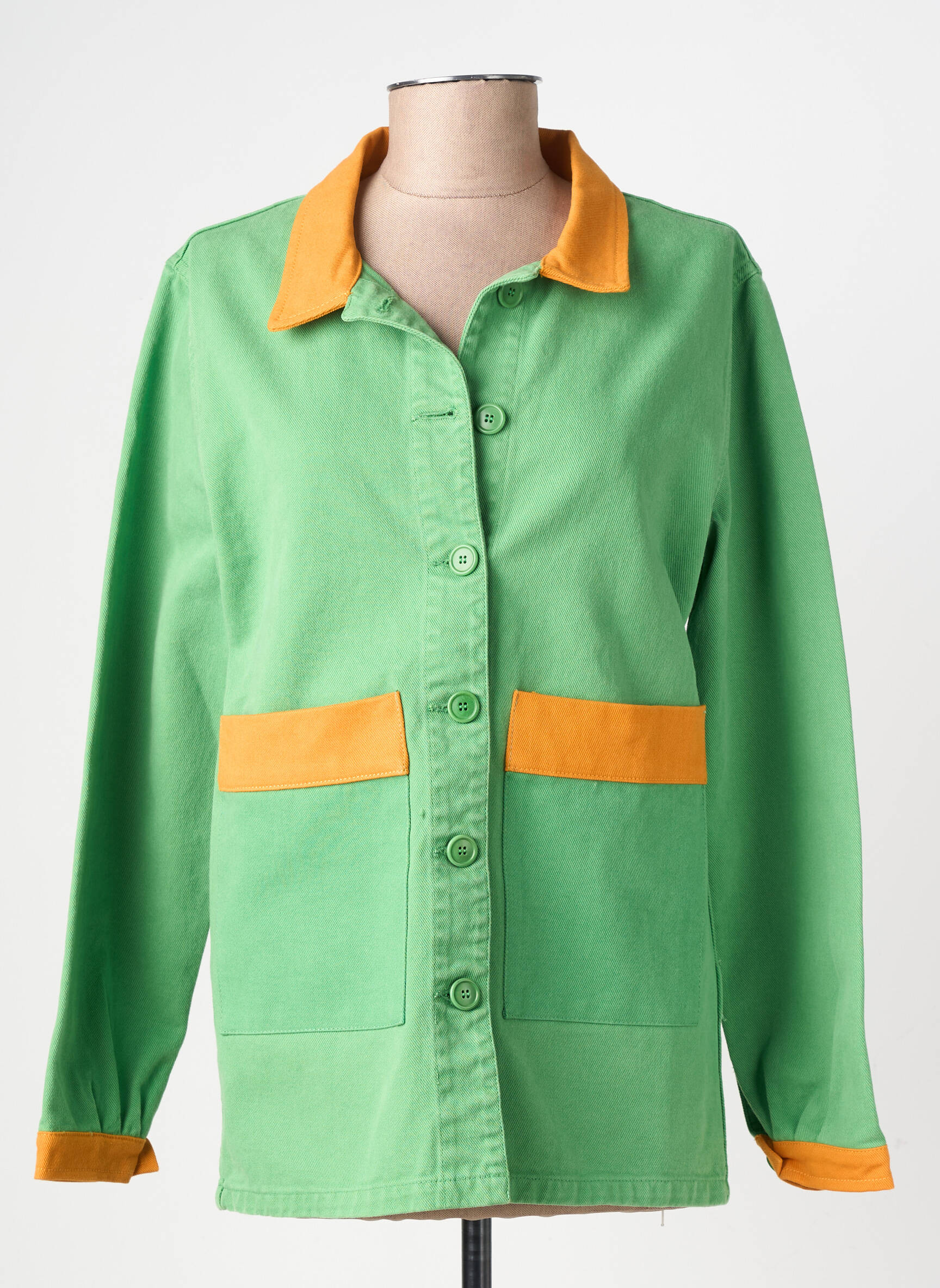 Jachete casual croială dreaptă verde GRAINE femeie
