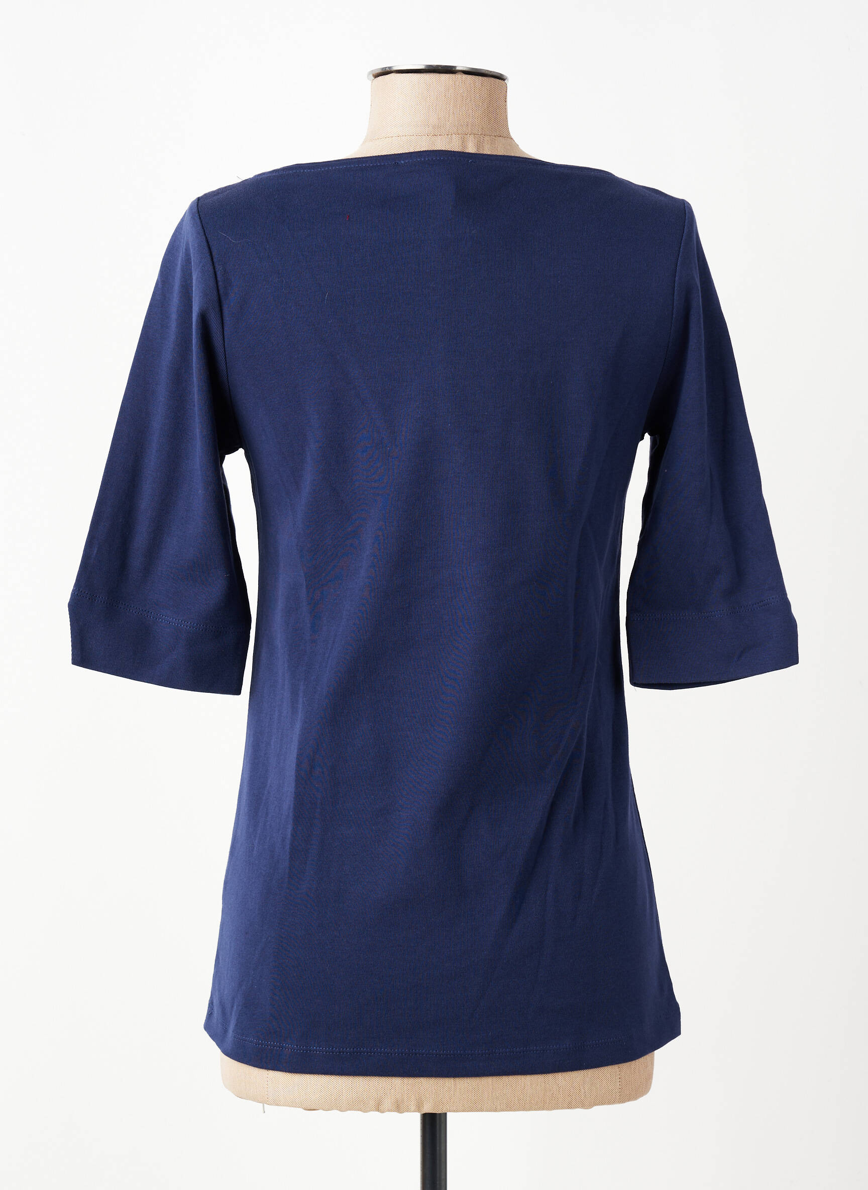 Tricou serigrafie mâneci scurte albastru MARBLE femeie