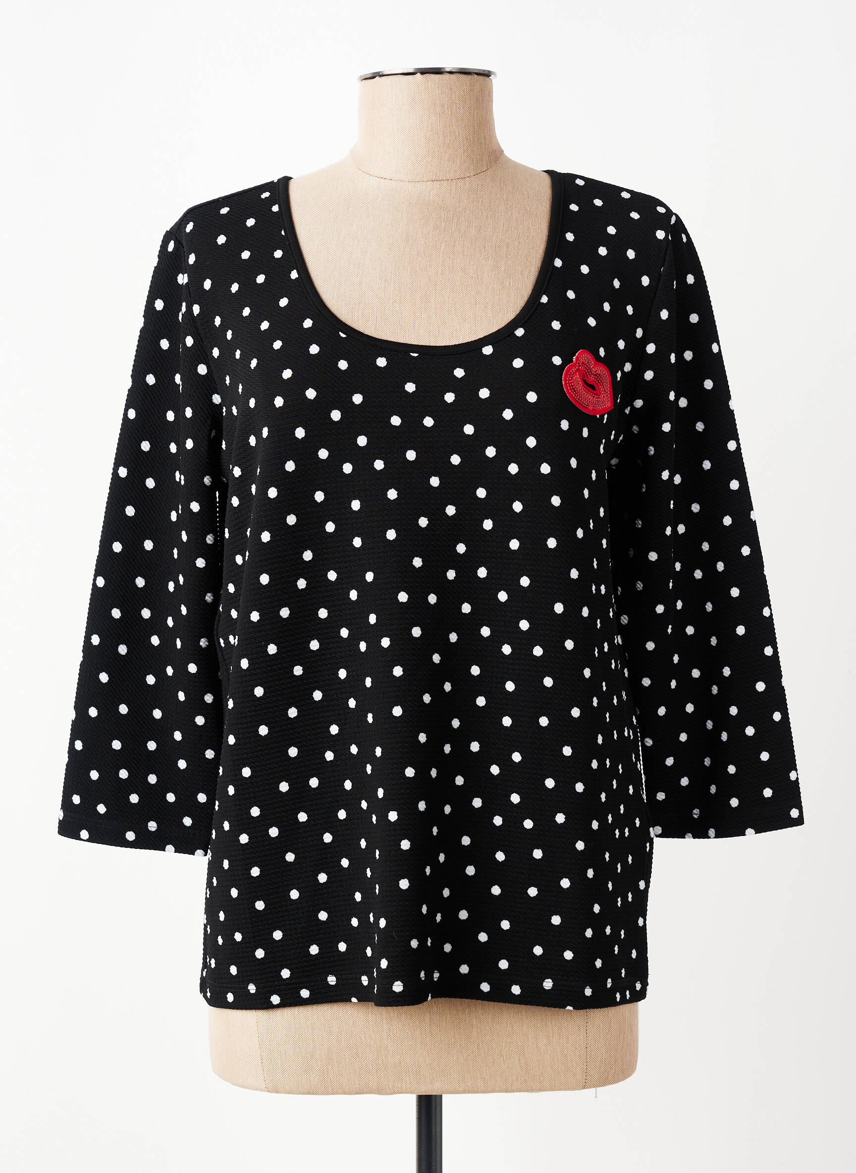Top elasticitate mâneci 3/4 negru JULIE GUERLANDE femeie