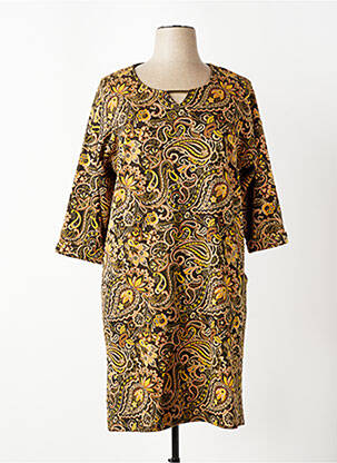 Rochie midi mâneci 3/4 mâneci 3/4 galben FRED SABATIER femeie