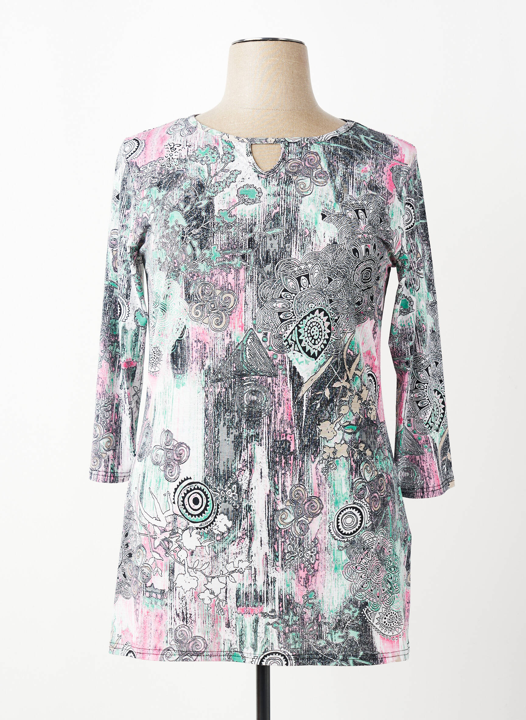 Tricou mâneci 3/4 mâneci 3/4 gri MARBLE femeie