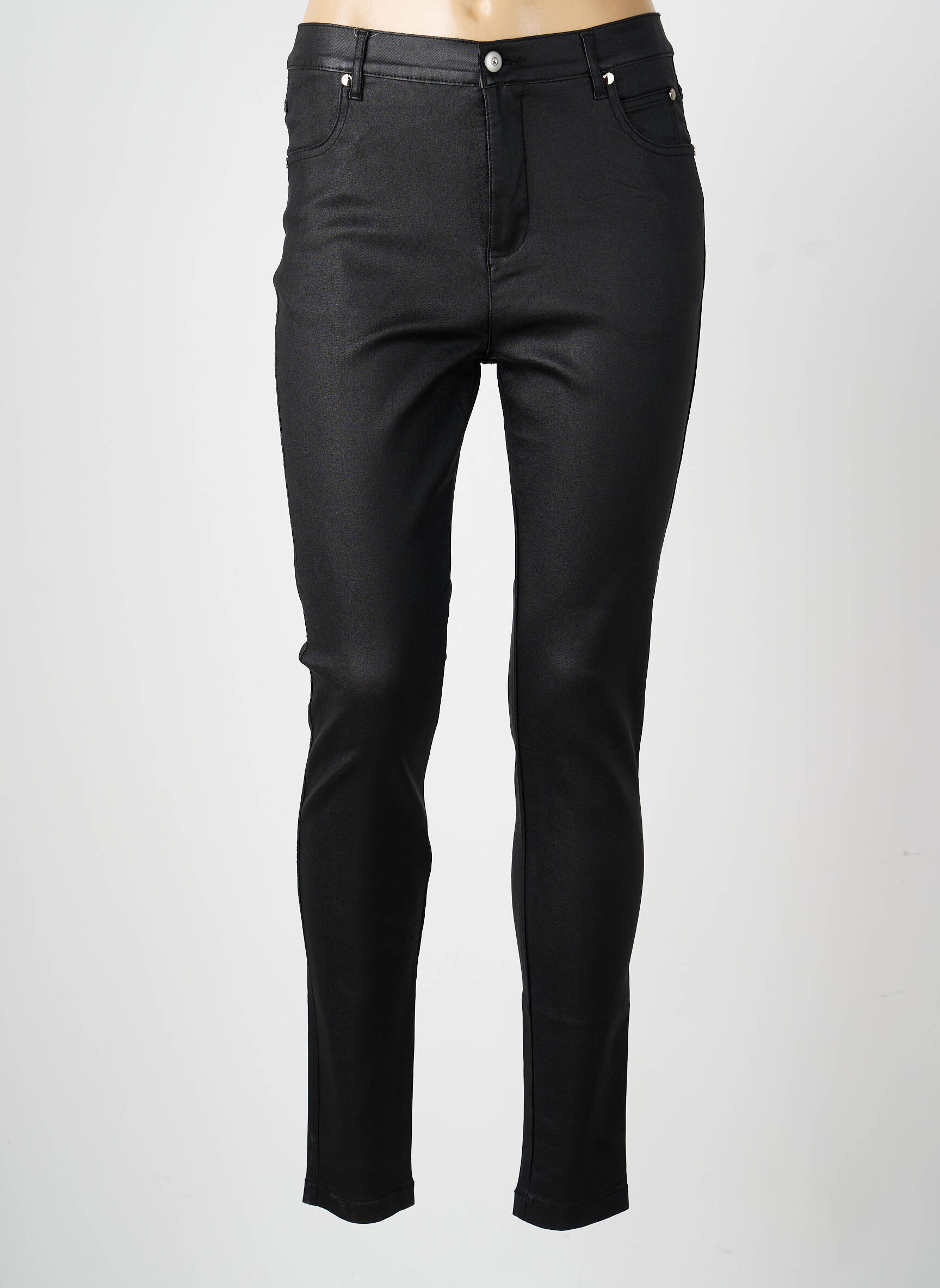 Pantalon slim elasticitate mărime normală negru MARBLE femeie
