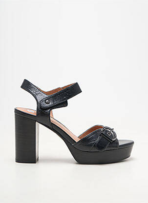 Sandale/pantofi decupați material neted toc de 7 la 9 cm negru EMILIE KARSTON femeie