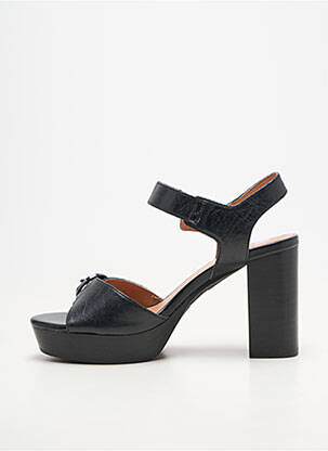 Sandale/pantofi decupați material neted toc de 7 la 9 cm negru EMILIE KARSTON femeie