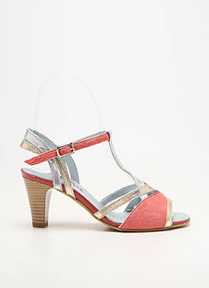 Sandale/pantofi decupați material neted toc de 7 la 9 cm portocalie ARTIKA SOFT femeie