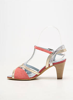 Sandale/pantofi decupați material neted toc de 7 la 9 cm portocalie ARTIKA SOFT femeie