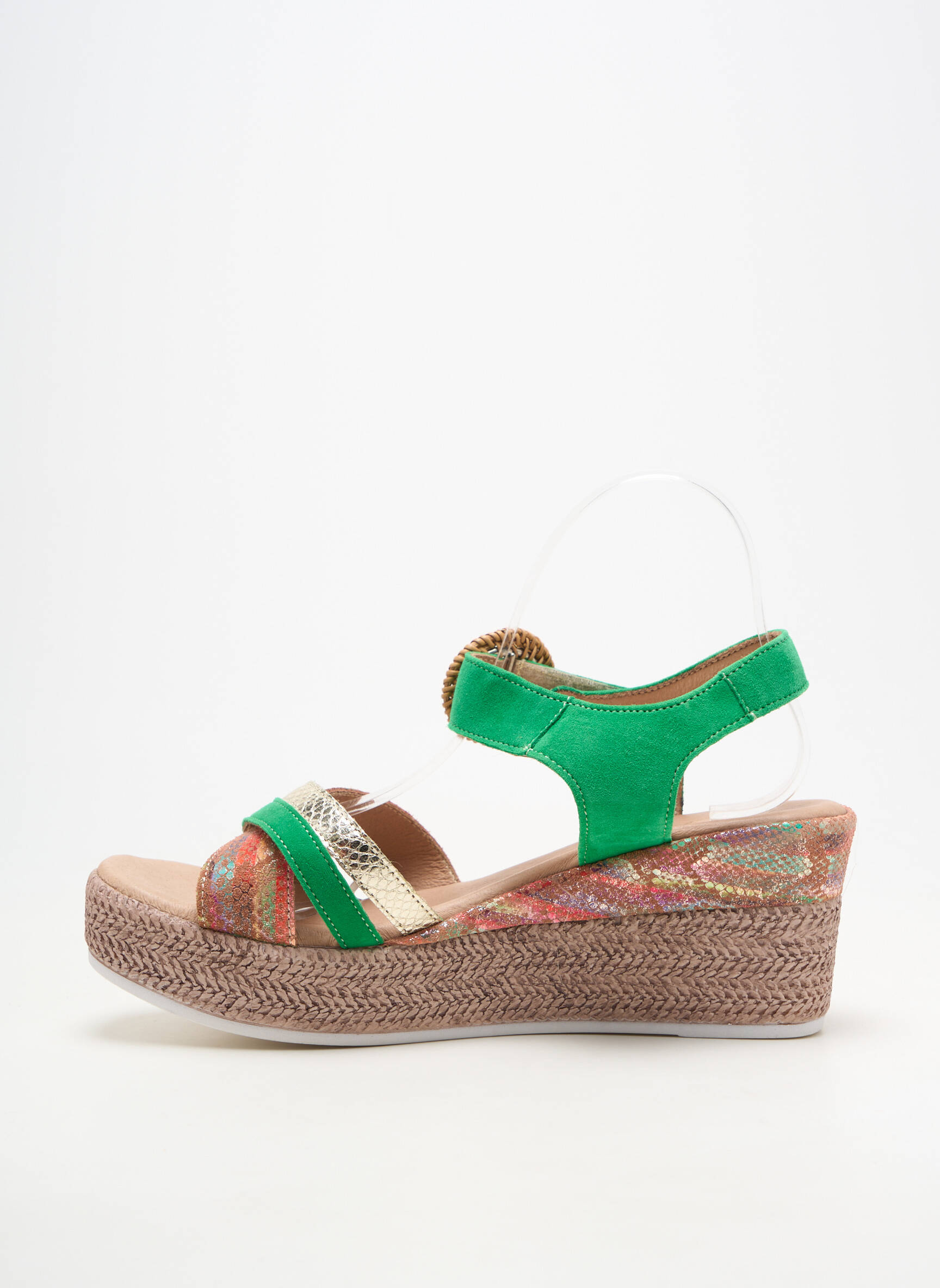 Sandale/pantofi decupați toc platformă toc de 7 la 9 cm verde GEO-REINO femeie