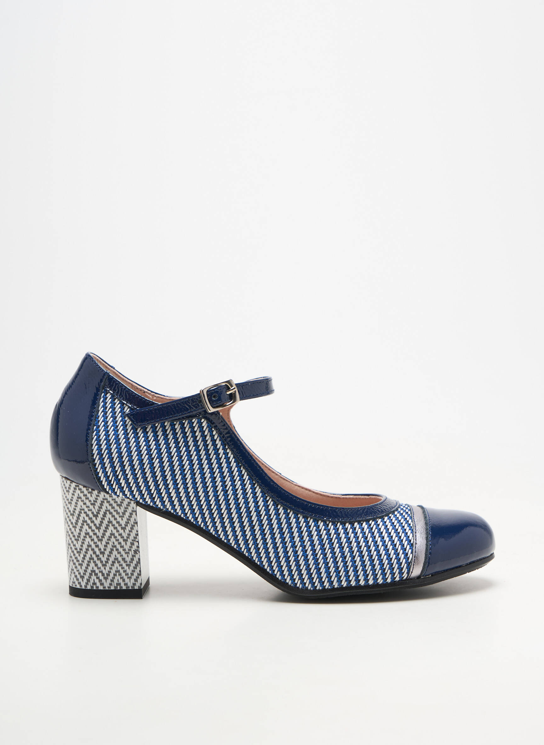 Pantofi cu toc material neted toc de 4 la 6 cm albastru DORKING femeie
