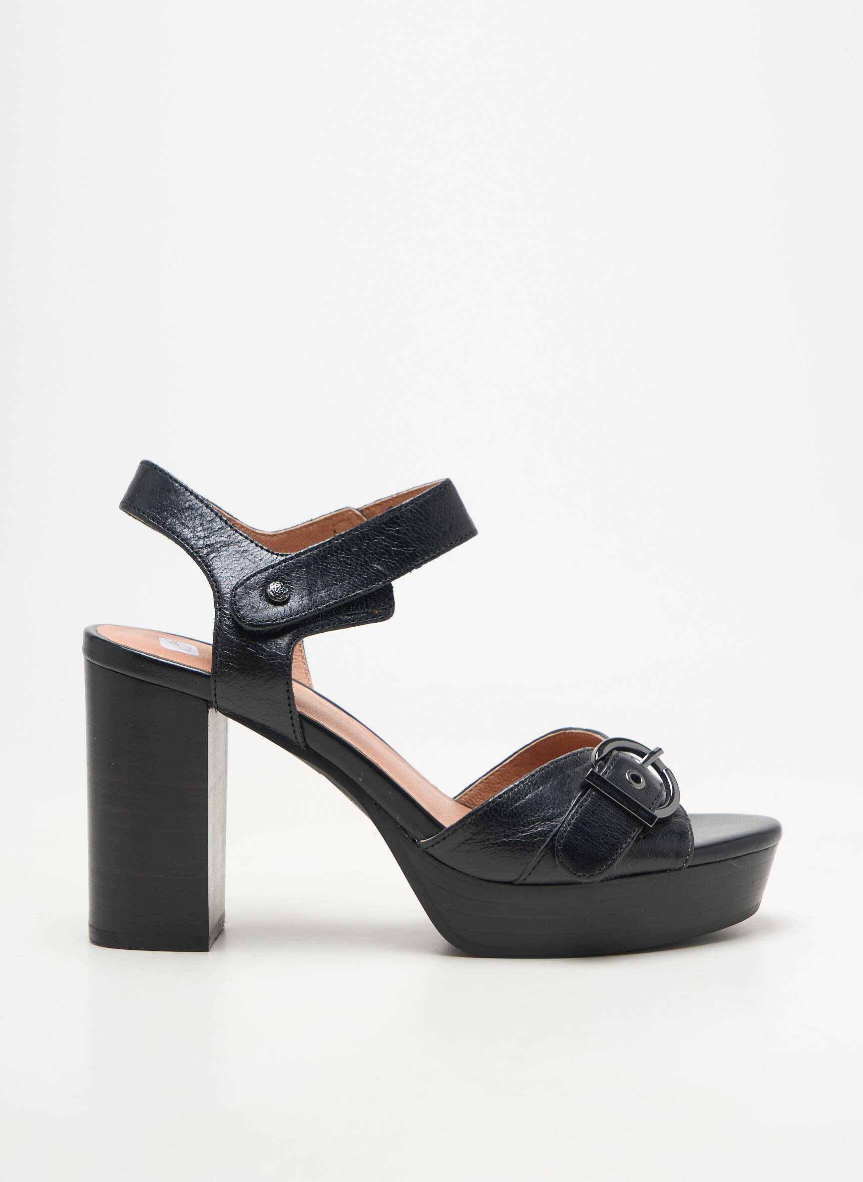 Sandale/pantofi decupați material neted toc de 7 la 9 cm negru EMILIE KARSTON femeie