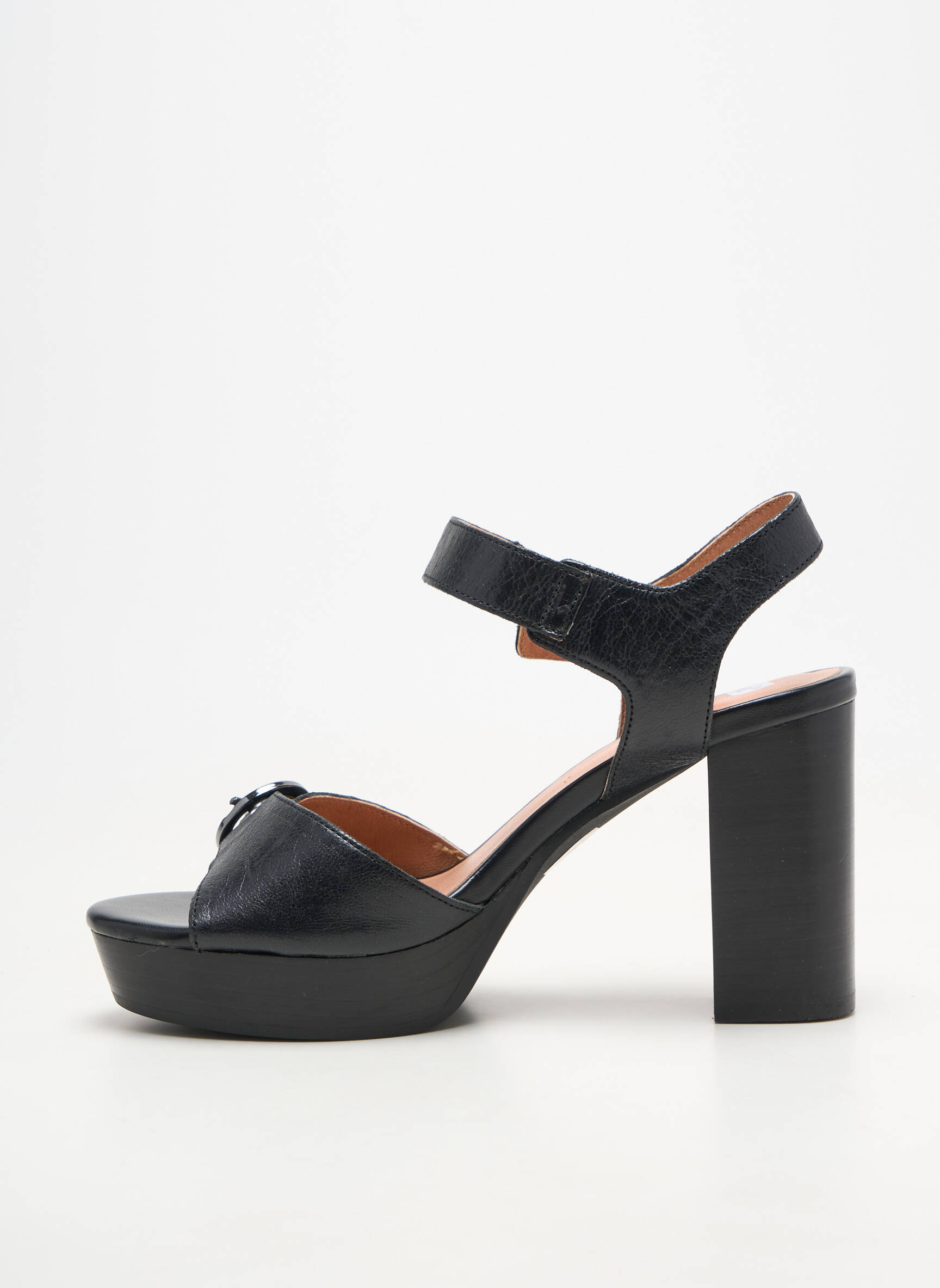 Sandale/pantofi decupați material neted toc de 7 la 9 cm negru EMILIE KARSTON femeie