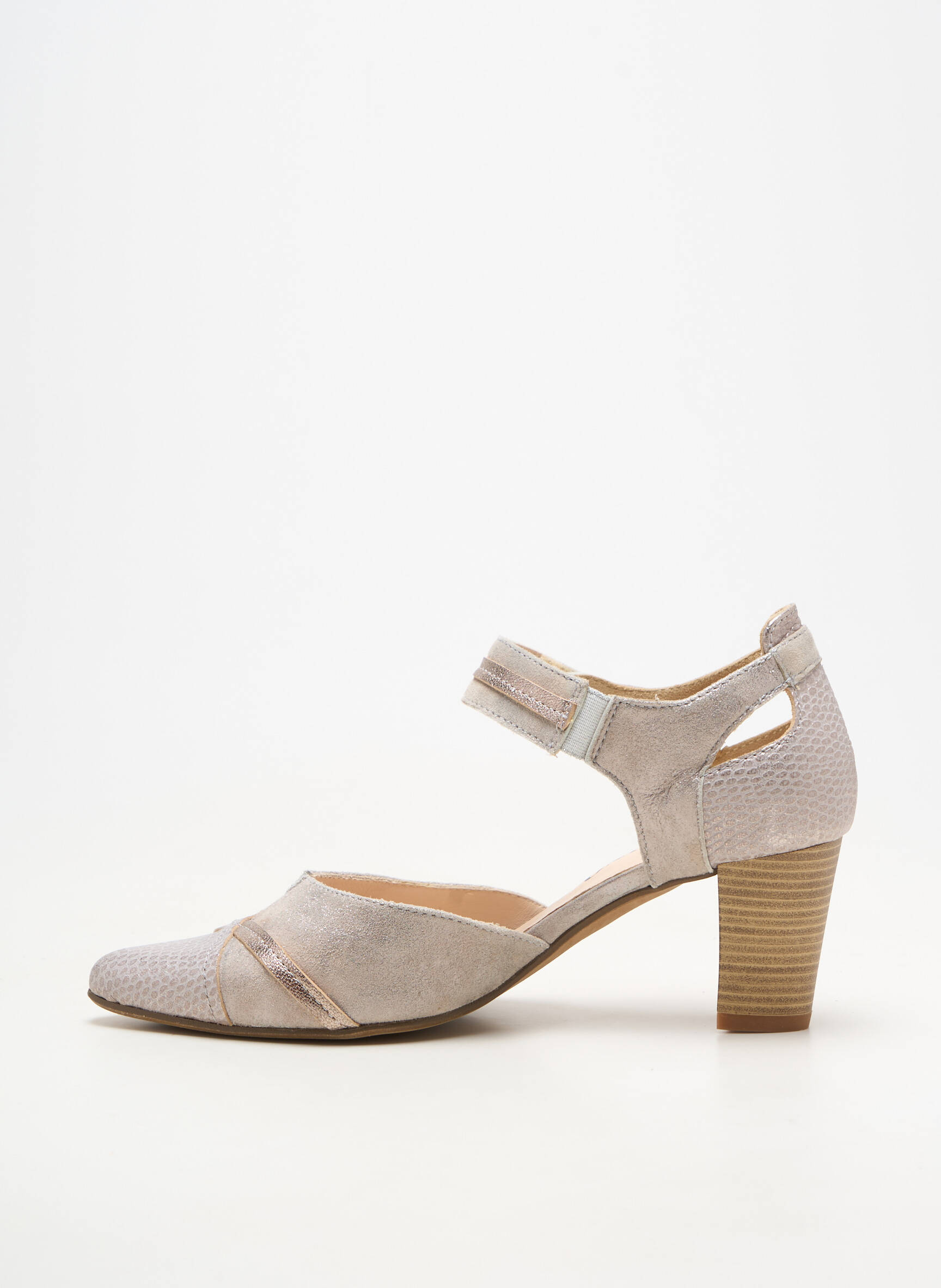 Pantofi cu toc material neted toc de 4 la 6 cm argintiu GEO-REINO femeie