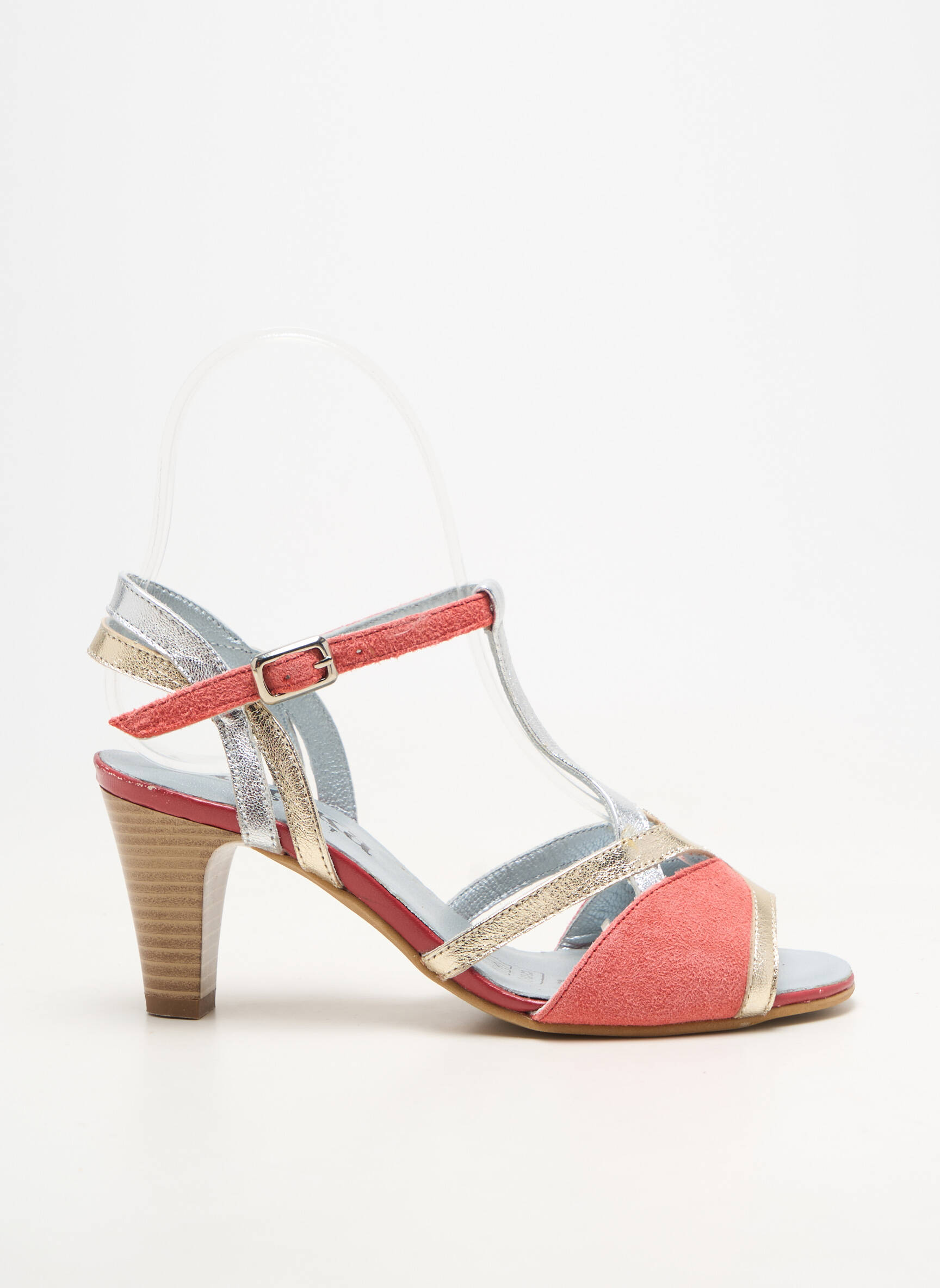Sandale/pantofi decupați material neted toc de 7 la 9 cm portocalie ARTIKA SOFT femeie