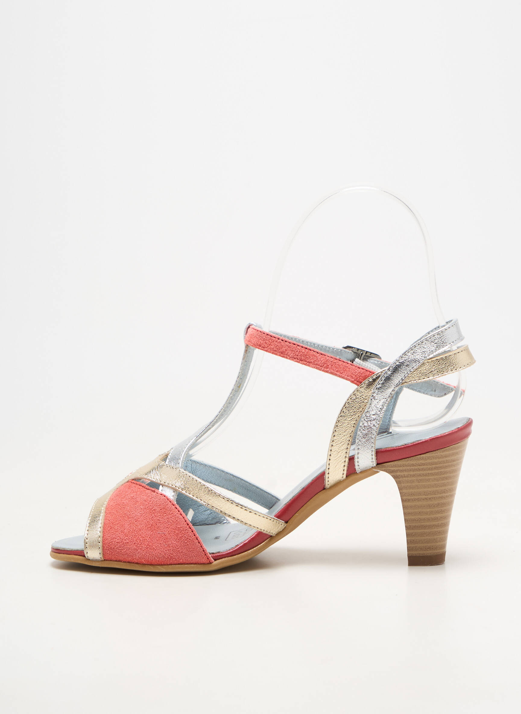 Sandale/pantofi decupați material neted toc de 7 la 9 cm portocalie ARTIKA SOFT femeie