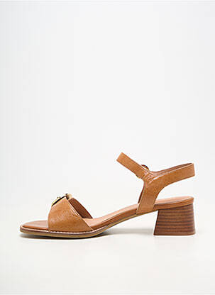 Sandale/pantofi decupați material neted toc de 4 la 6 cm maro EMILIE KARSTON femeie