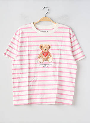 Tricou croială dreaptă mâneci scurte roz LULUCASTAGNETTE femeie