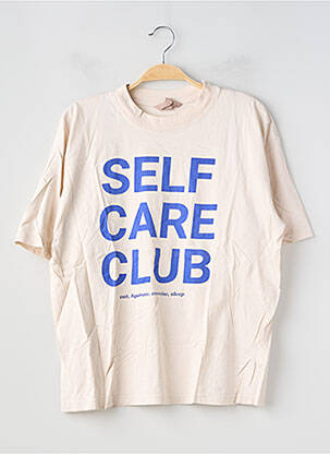 Tricou serigrafie mâneci scurte bej H&M femeie