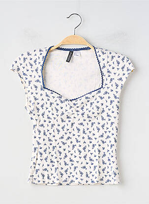 Tricou guler în v mâneci scurte albastru DIVIDED H&M femeie