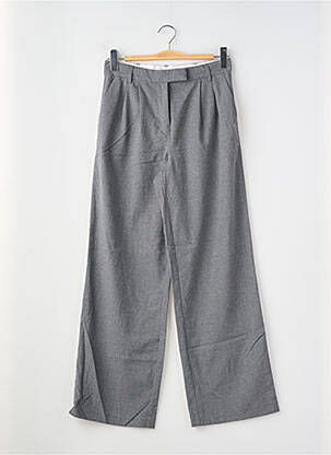 Pantalon larg talie cu cleme talie înaltă gri BERSHKA femeie