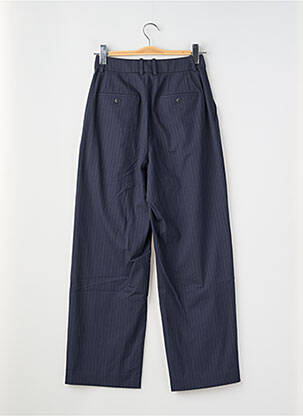Pantalon larg țesătură poplin talie înaltă albastru UNIQLO femeie