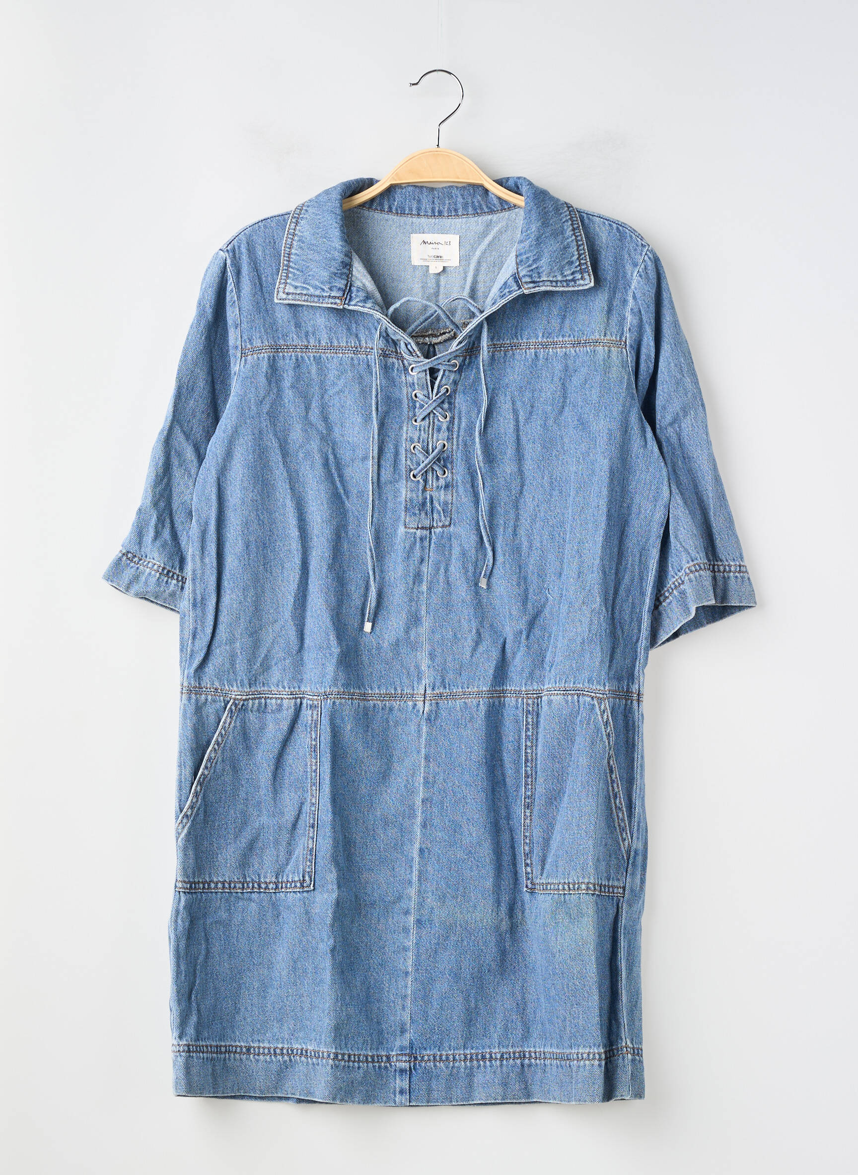 Rochie scurtă mâneci scurte mâneci scurte albastru MAISON 123 femeie