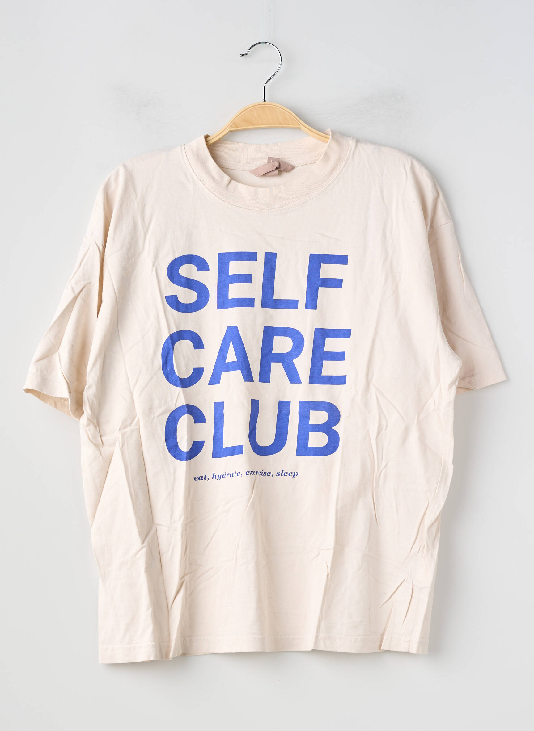 Tricou serigrafie mâneci scurte bej H&M femeie
