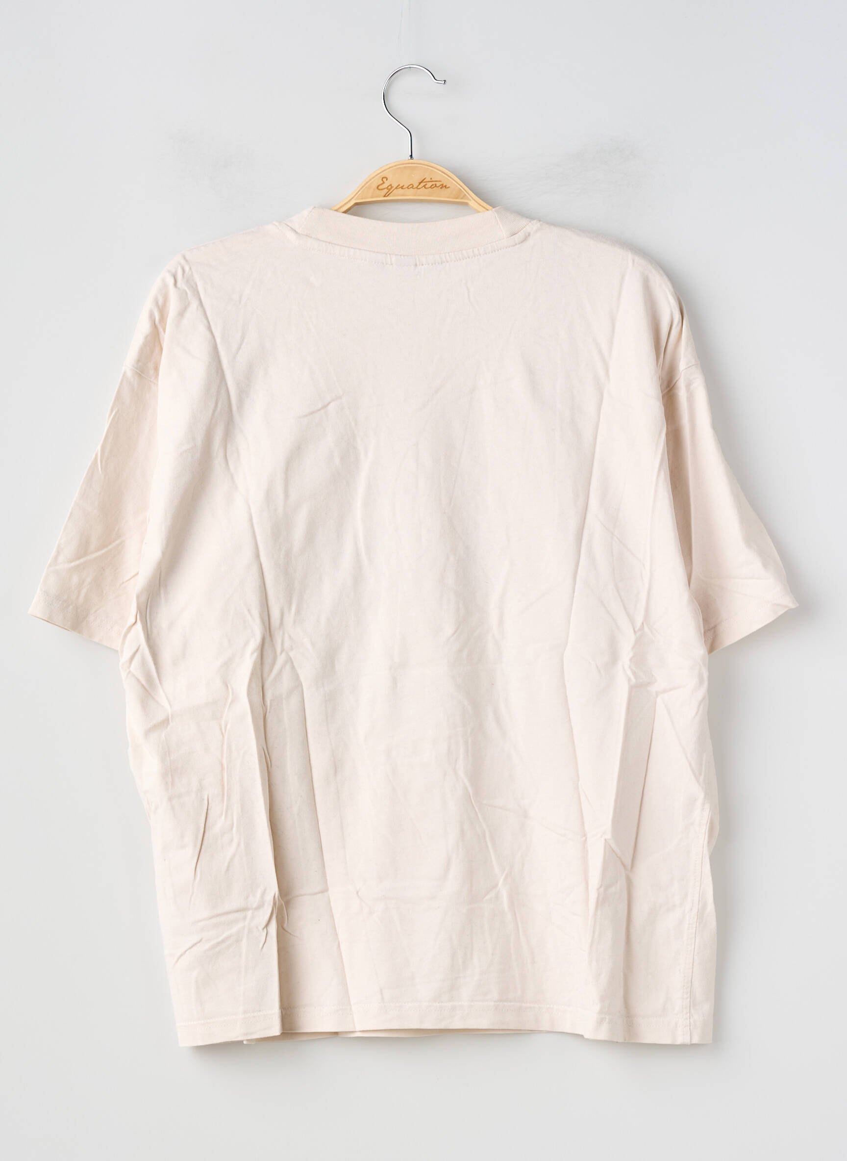 Tricou serigrafie mâneci scurte bej H&M femeie