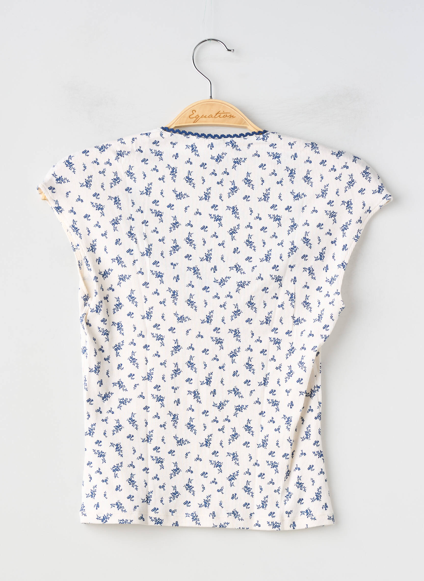 Tricou guler în v mâneci scurte albastru DIVIDED H&M femeie