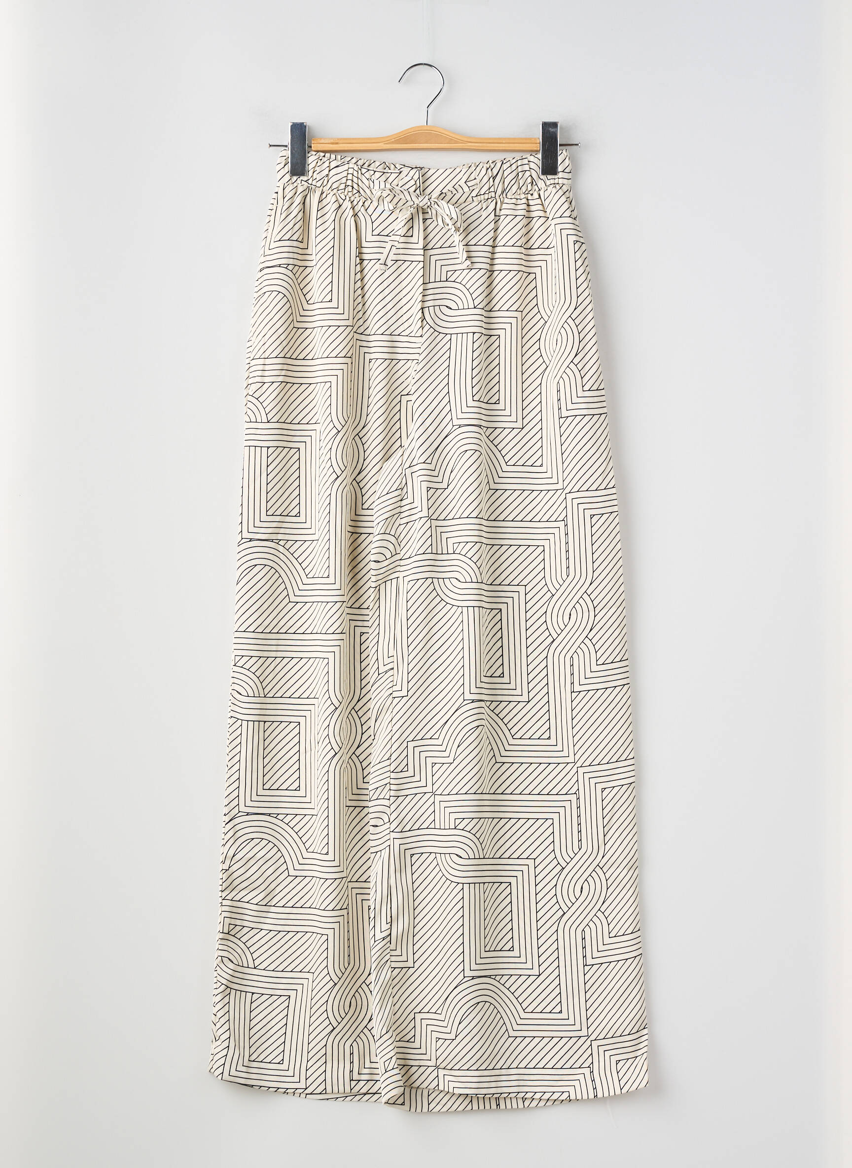 Pantalon larg închidere cu fermoar sub clapetă cu nasturi mărime normală bej H&M femeie