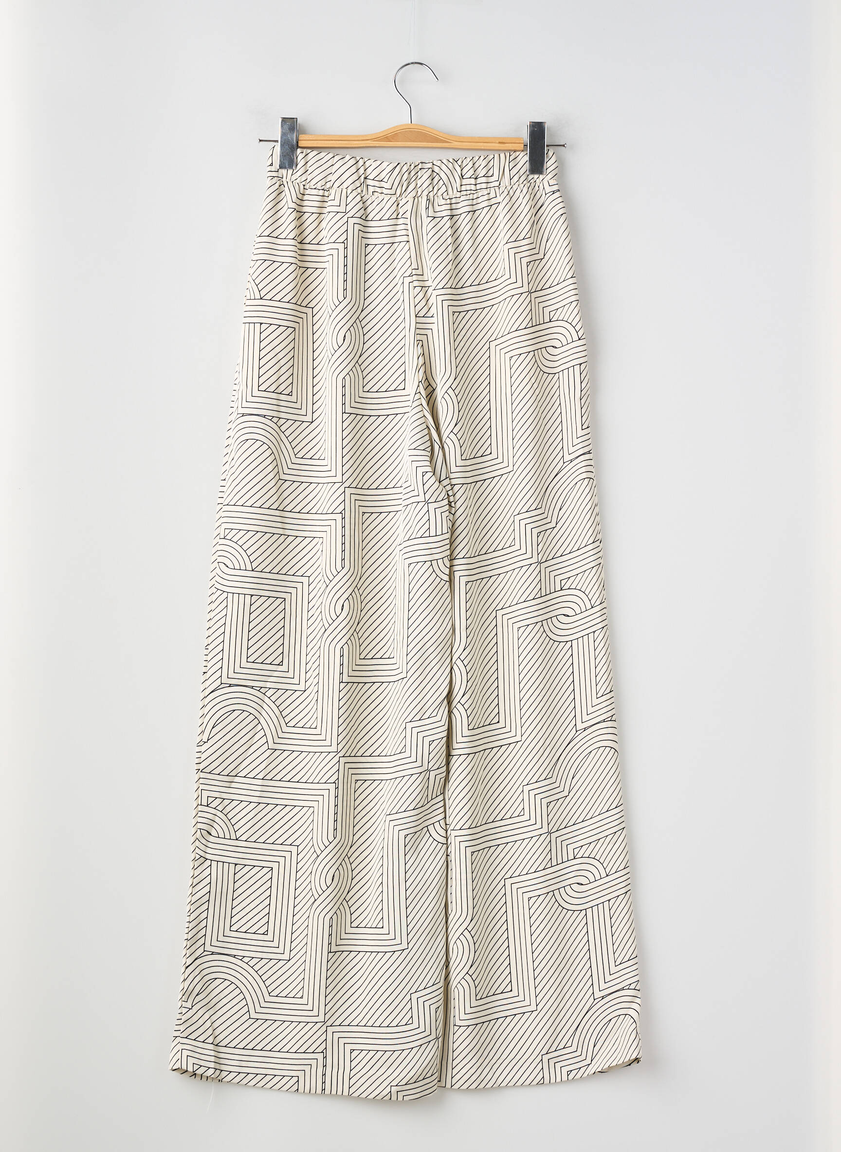 Pantalon larg închidere cu fermoar sub clapetă cu nasturi mărime normală bej H&M femeie